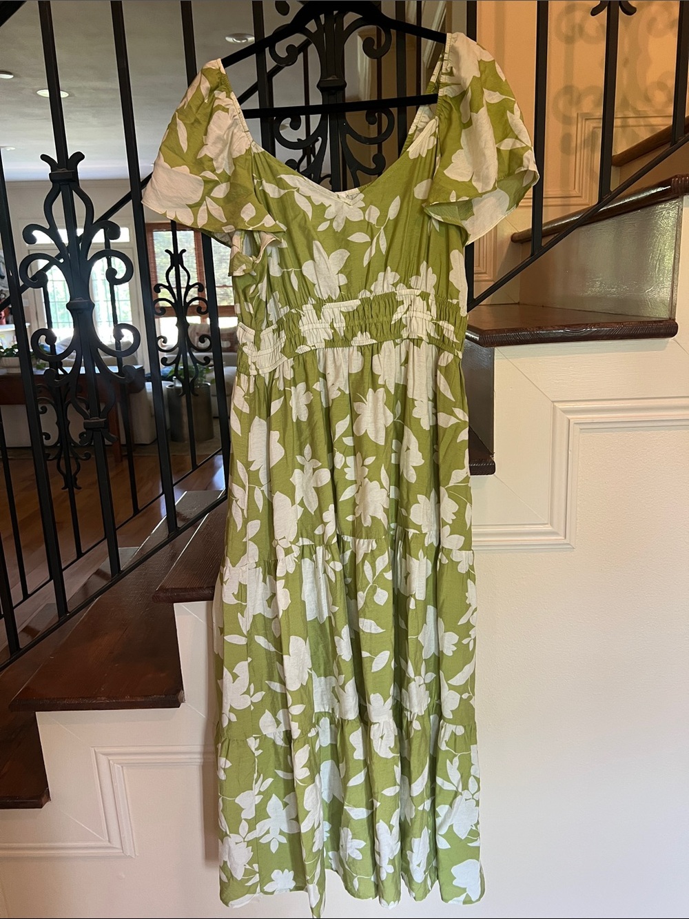 Blu Pepper Olive & White Floral Midi Dress